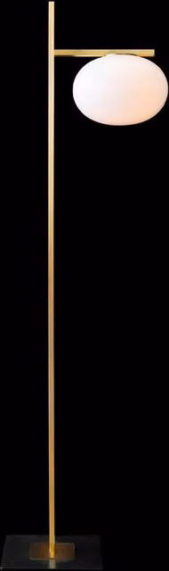 Lampada da terra Oluce Alba con diffusore in vetro a sfera e struttura in metallo