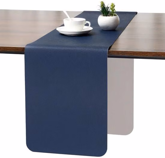 Runner da tavolo per esterni impermeabile e lavabile in poliestere, Grigio-Blu, L: 240 cm x P: 40 cm