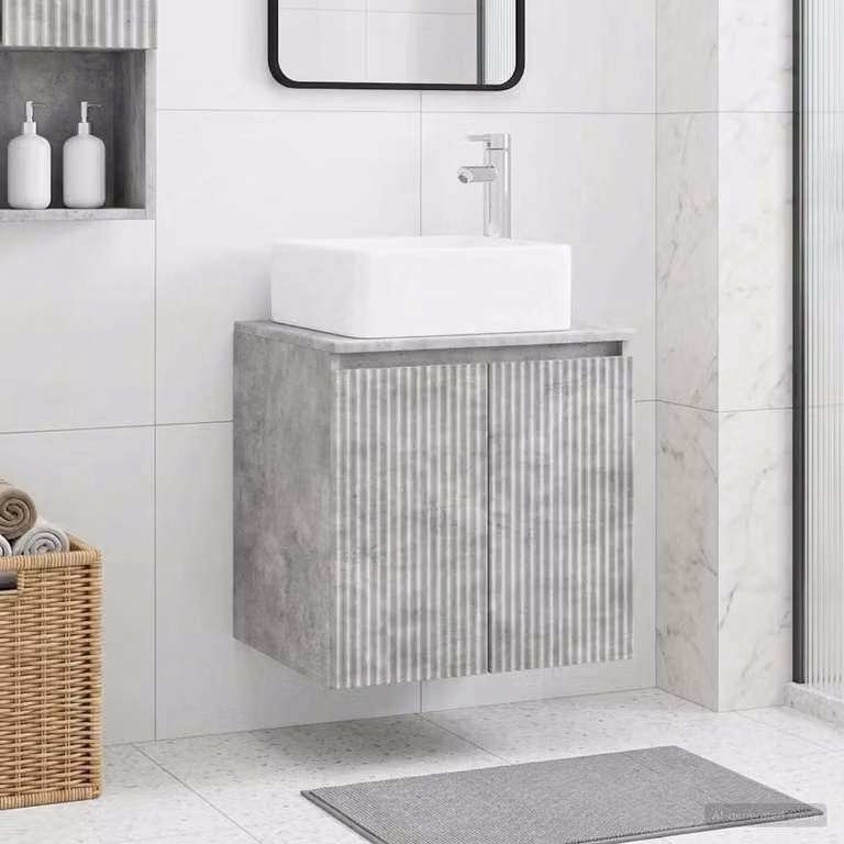 Mobile Lavabo da Parete vidaXL Moderno Grigio con Ante a Battente L: 49,5 cm, P: 41 cm, H: 63 cm
