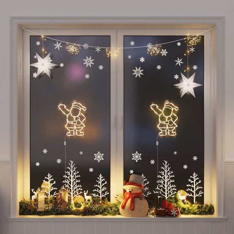 Set di 2 Luci di Natale Babbo Natale vidaXL con 35 LED Bianco Caldo