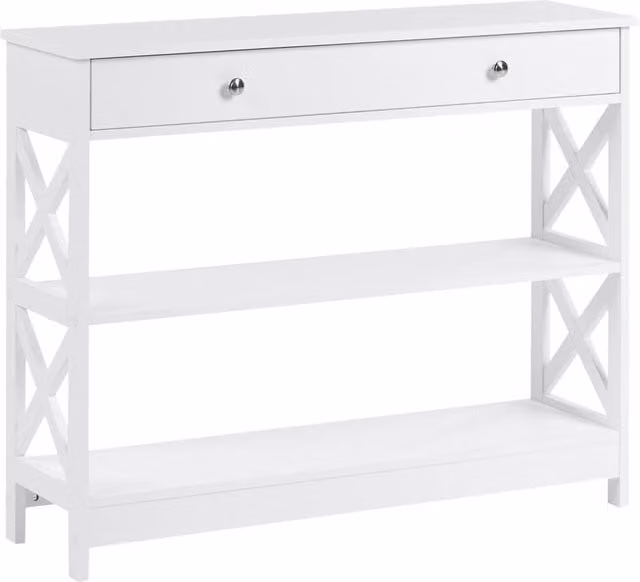 Credenza Beliani in stile Country Bianco con 1 Cassetto e 2 Ripiani, L/P/H: 100 x 30 x 80 cm