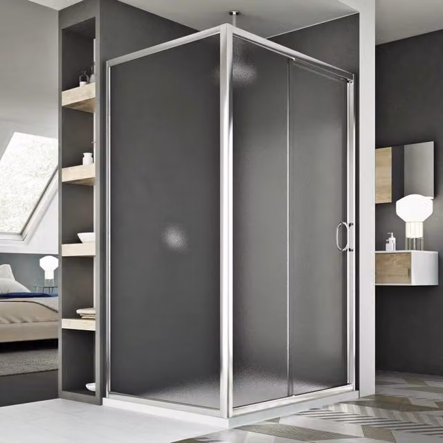 Box Doccia Angolare IDRALITE Replay Duo 1 con Anta Scorrevolente e Vetro Stampato L 100 cm x P 90 cm x H 185 cm