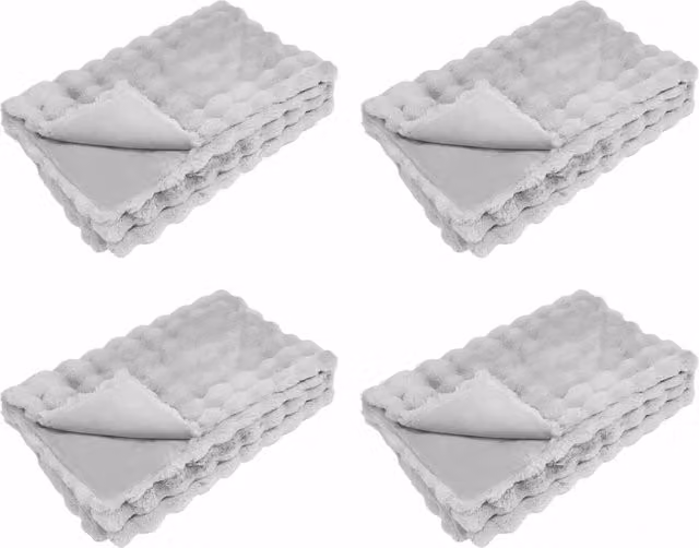 Set di 4 copertine antiscivolo Olite in ecopelliccia grigia, morbide e calde, L/P: 150 x 130 cm