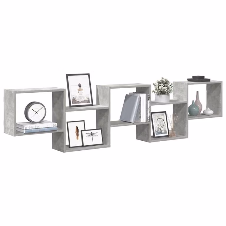 vidaXL Mensola a Cubo da Parete con 5 Scomparti in MDF Grigio Moderno