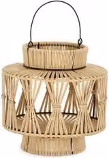 Lampada da tavolo solare NIKHITA Bizzotto in rattan color beige con luce bianco caldo ed attacco E27, H 29 cm x L 28,5 cm