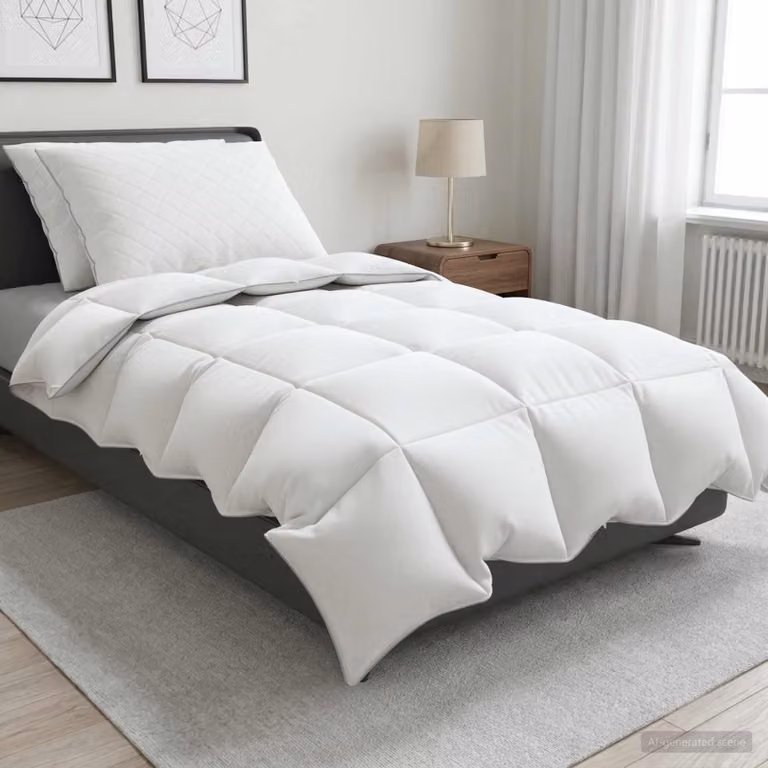 Set di 3 piumoni e cuscini vidaXL FULDA in piume d'oca e cotone, bianco, L 155 x P 220 cm