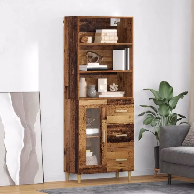 Credenza moderna vidaXL in legno ingegnerizzato marrone per soggiorno o sala da pranzo L/P/H: 69,5 x 34 x 180 cm
