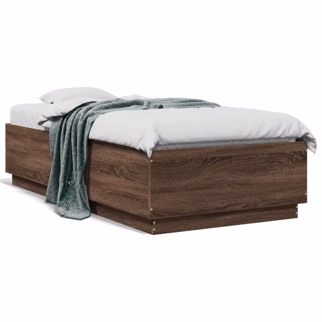 Letto singolo moderno in legno multistrato color rovere marrone L/P/H: 75 x 190 cm