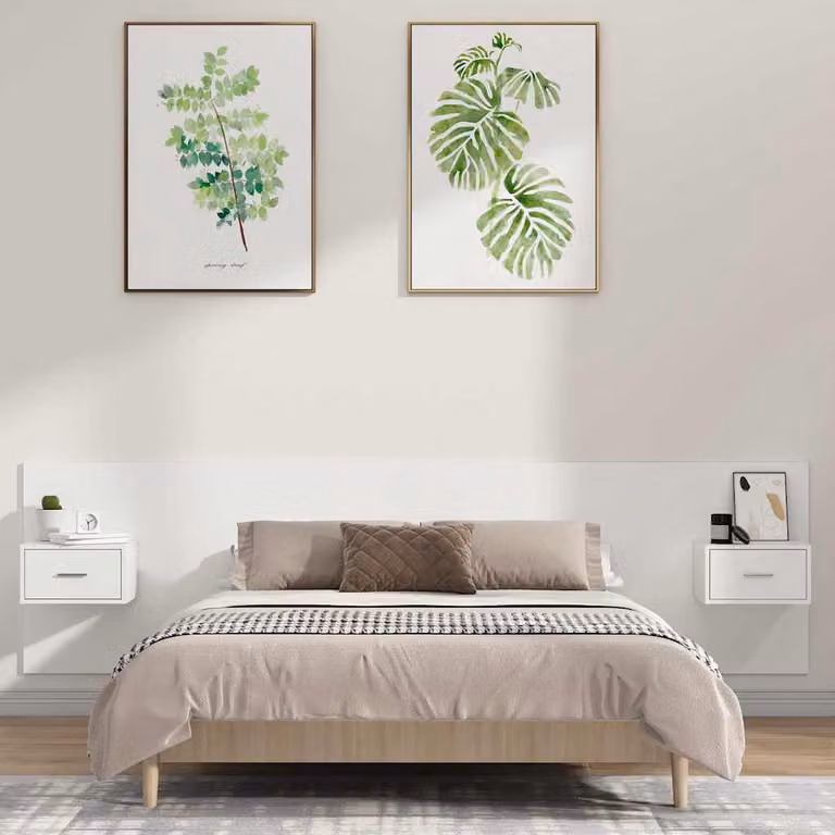 vidaXL Testiera per Letto con Comodini Integrati in Legno Multistrato Bianco