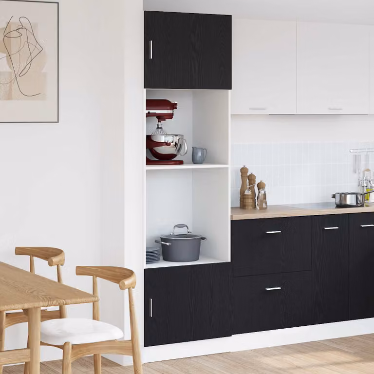 Armadio pensile da cucina moderno vidaXL in rovere nero con ante a battente L 60 cm, P 57 cm, H 207 cm