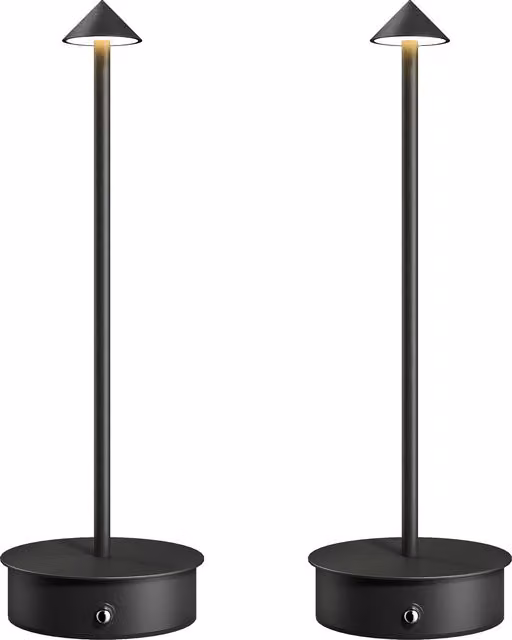 Set di 2 Lampade da Tavolo LED HOMCOM Ricaricabili via USB con Controllo Touch e Luce Regolabile, Colore Nero, Ø 10 x 30 cm