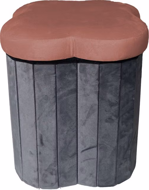 Pouf pieghevole in velluto con motivo floreale colore terracotta Diametro: 40 cm