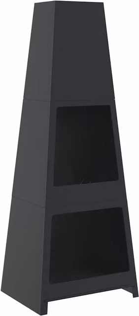 Caminetto da esterno a torre con deposito per legna in acciaio nero DESIGN IN CFW2260751