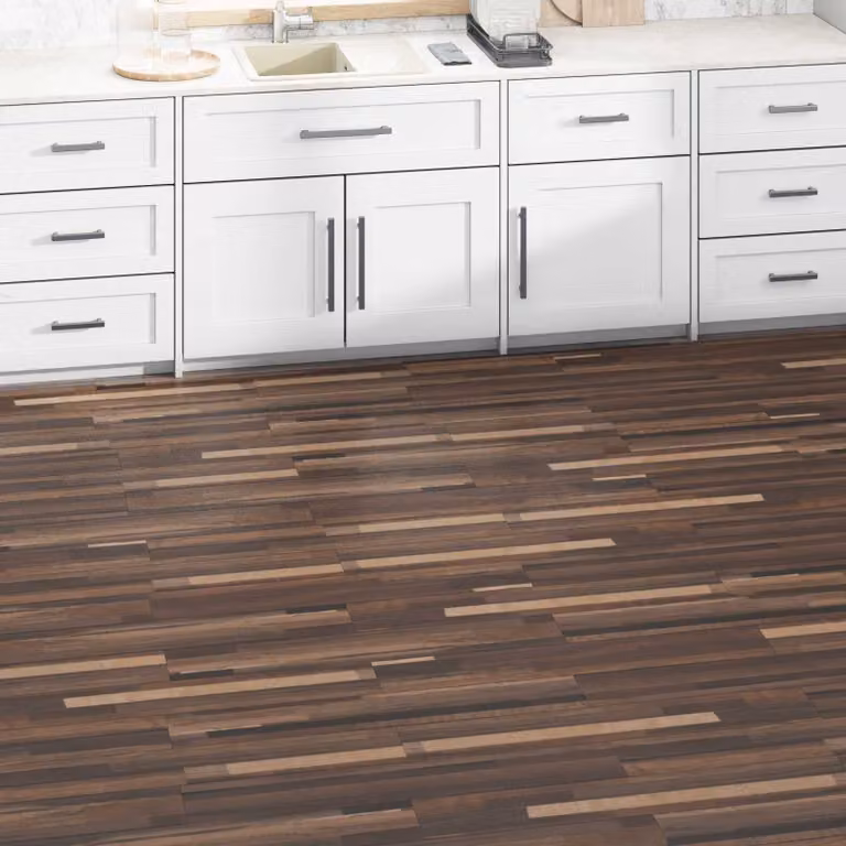 Pavimento adesivo vidaXL effetto legno marrone a righe in PVC, 5,02 m² (36 pezzi)