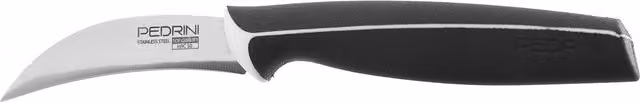 Coltello sbucciatore Pedrini Master in acciaio inossidabile nero con base antiscivolo, lama 8 cm