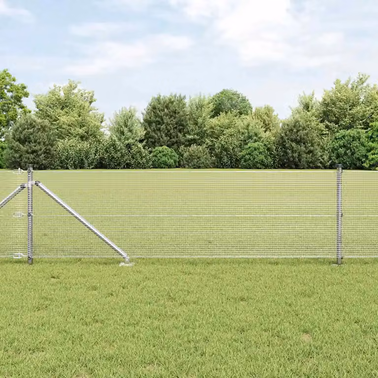 Recinzione in rete saldata con punte vidaXL in acciaio zincato argento, L: 50 m, H: 0,8 m