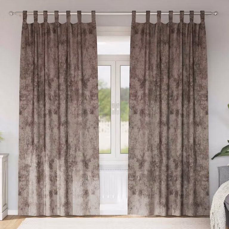 Set di 2 tende oscuranti in velluto vidaXL, colore beige, H 225 x L 140 cm