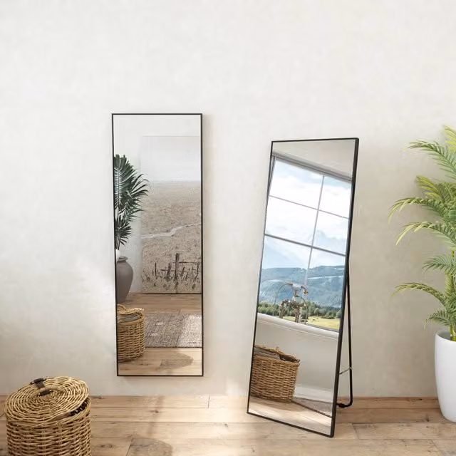 Specchio a corpo intero moderno Aica Italy rettangolare nero L: 140 cm, P: 40 cm