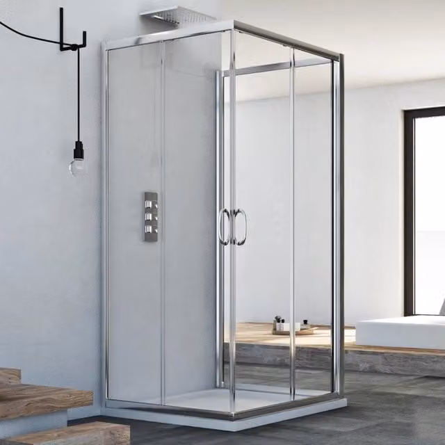 Box Doccia Junior Trio IDRALITE a 3 lati, forma rettangolare, trasparente, L 120 cm x P 80 cm x H 185 cm