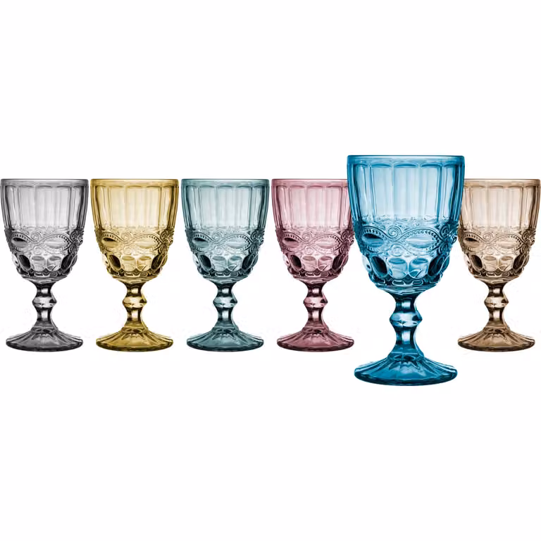 Set di 6 calici da vino Barocco Gusto Casa in vetro multicolor