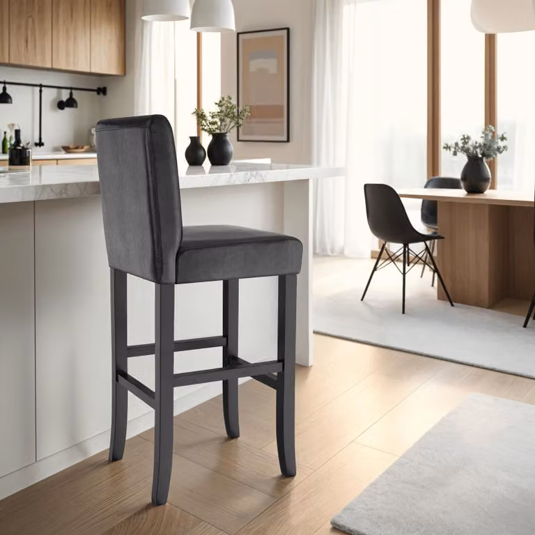 Set di 6 sgabelli da bar TecTake GmbH in pelle sintetica nera con struttura in legno, H: 107 cm, L: 40 cm, P: 41 cm