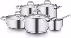 Batteria di pentole Barazzoni Chef Line 9 pezzi in acciaio inox 18-10 con triplo fondo per induzione colore argento