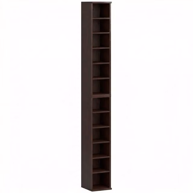 HOMCOM Set di 2 Scaffali a Colonna Porta CD-DVD Marrone L/P/H: 21 x 22,5 x 88,5 cm