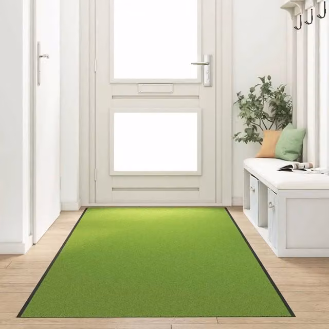 Tappetino rettangolare moderno vidaXL verde e nero in poliammide e PVC L: 120 cm, P: 400 cm