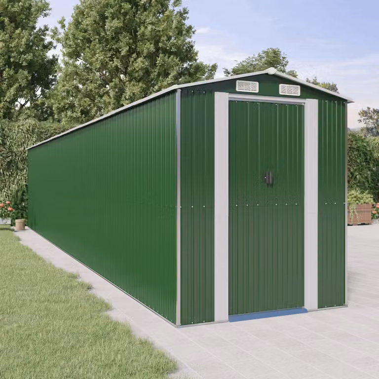Capanno da Giardino vidaXL in Acciaio Zincato Verde L: 192 cm, P: 1021 cm, H: 223 cm