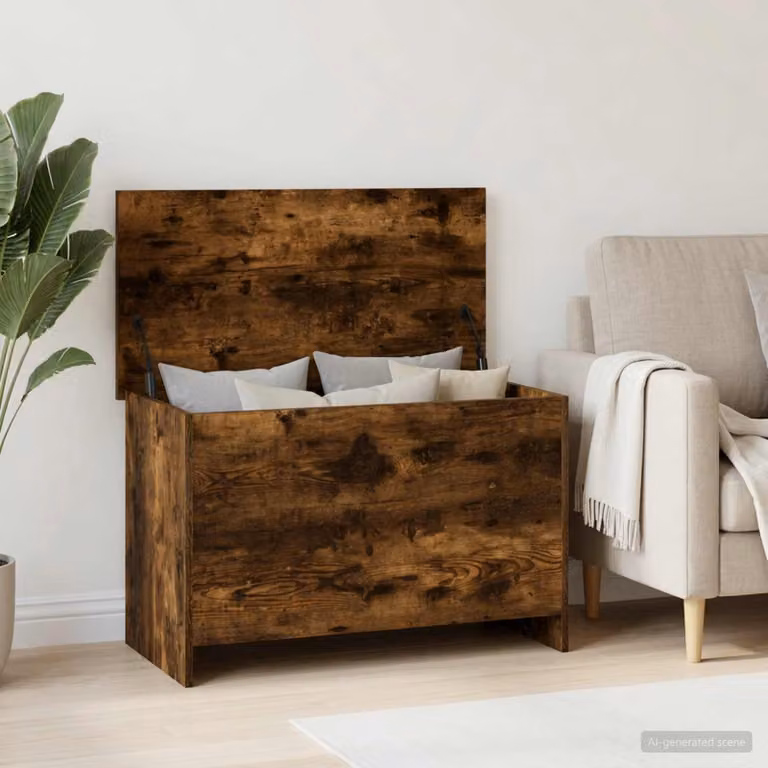 Cassa di stoccaggio moderna vidaXL in legno MDF colore Rovere Fumo L 80 cm x P 40 cm x H 50 cm