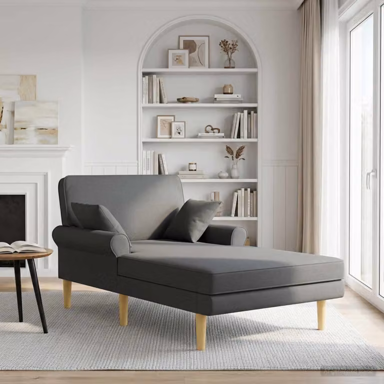 Chaise longue moderna vidaXL in tessuto grigio con cuscini inclusi e coperture rimovibili L/P/H: 174 x 106 x 86 cm