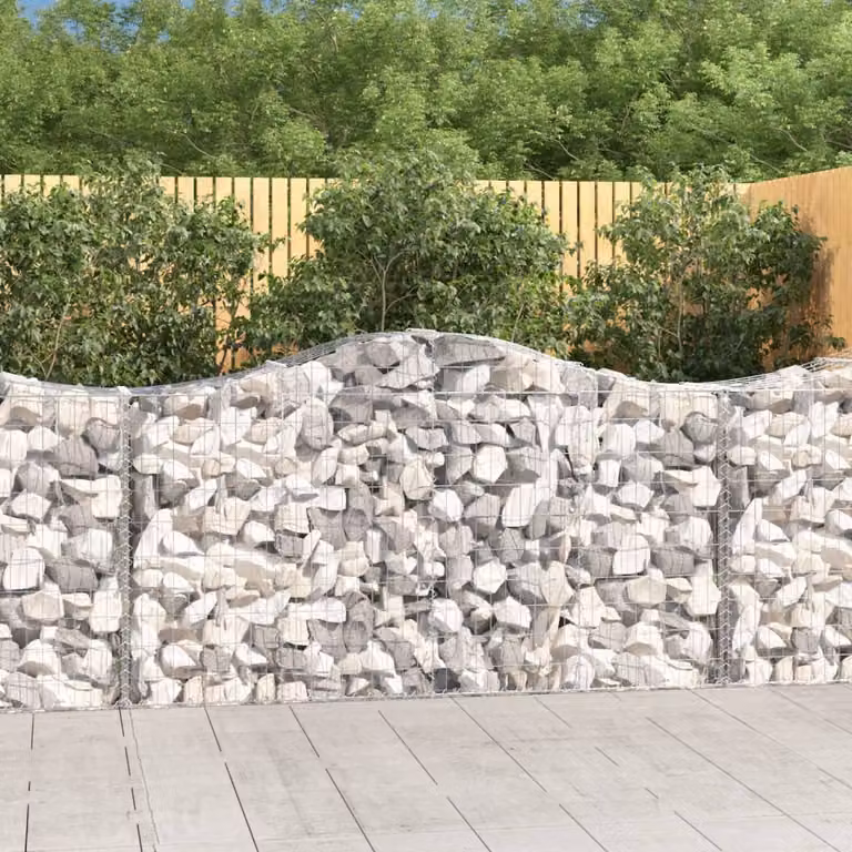 Cesto Gabbione ad Arco vidaXL in Acciaio Zincato Grigio L: 200 cm, P: 50 cm, H: 100/120 cm
