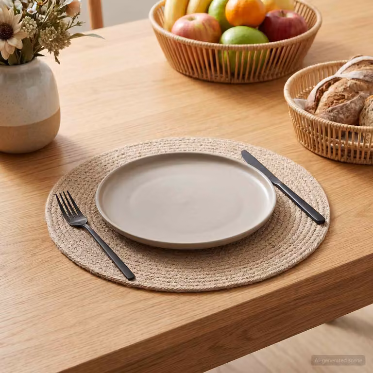 Set di 6 sottobicchieri rotondi vidaXL in juta naturale beige e marrone