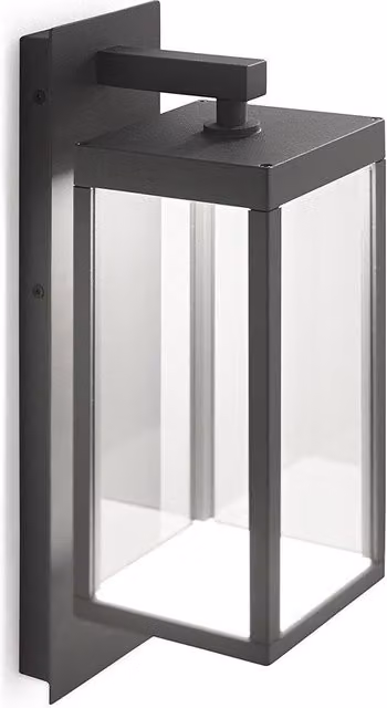 Gea Sire Applique Outdoor LED in metallo e vetro nero con diffusore trasparente per giardino e terrazza