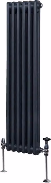Termosifone Radiatore a 2 colonne in acciaio per riscaldamento centralizzato verticale MONSTER SHOP Grigio Antracite H: 150 cm, P: 29,2 cm
