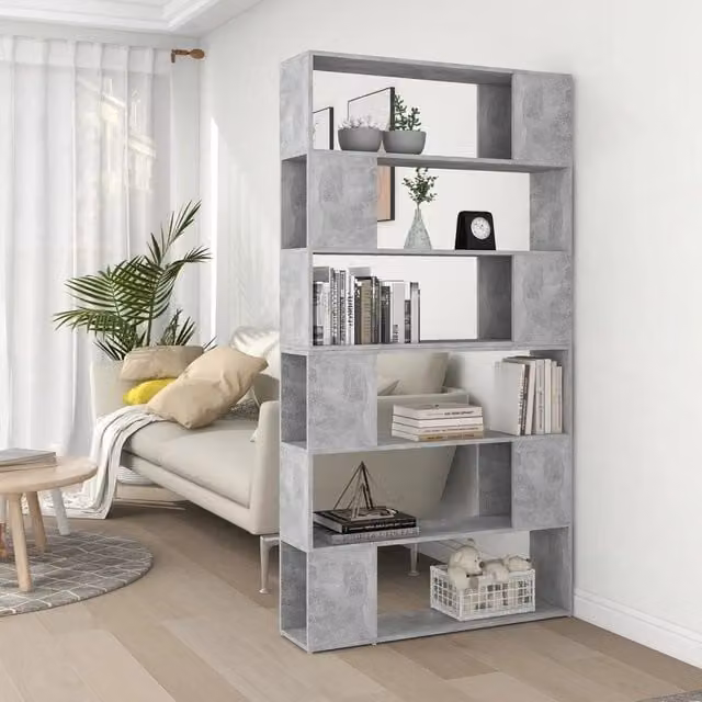Libreria divisorio vidaXL in legno grigio opaco L: 100 cm, P: 24 cm, H: 188 cm