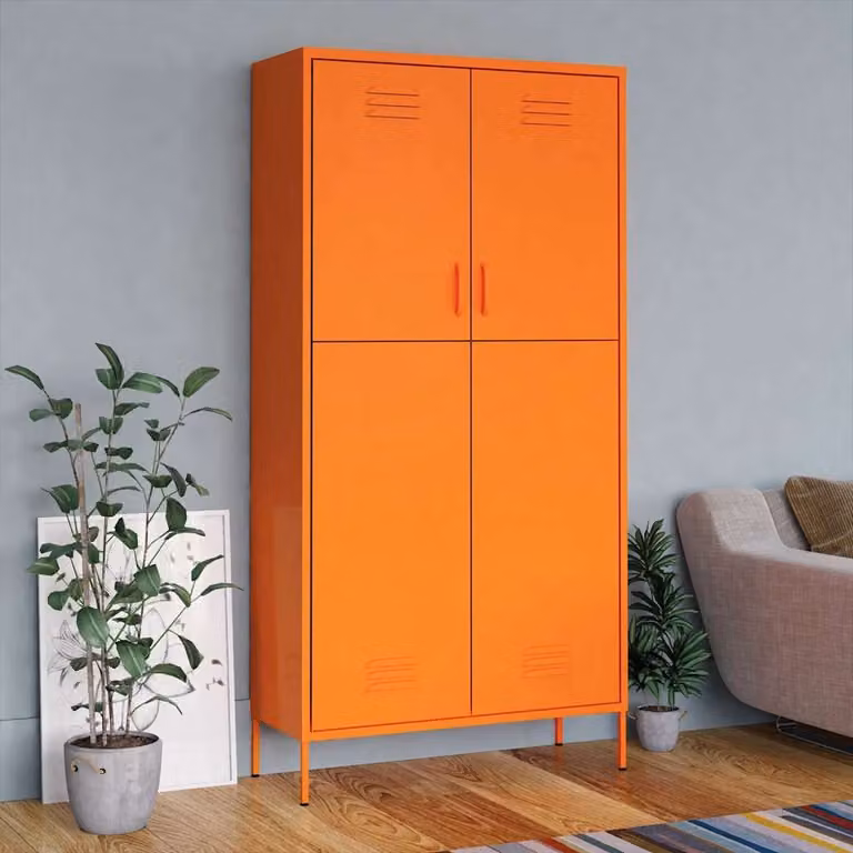 Armadio in metallo vidaXL arancione con ante a battente, L: 90 cm, P: 50 cm, H: 180 cm