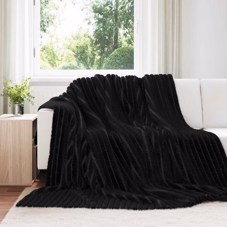 Set di 6 coperte in pile morbido vidaXL, colore nero, L: 240 cm x P: 220 cm