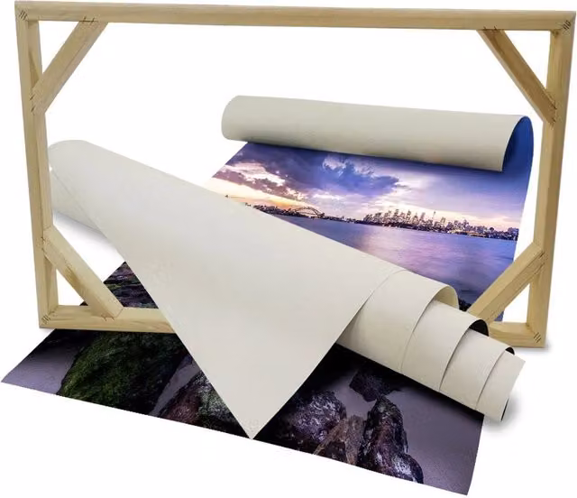 Quadro Canvas SIDNEY Landscape di Signorbit, Fotografia Astratta Moderna Multicolore su Telaio in Legno, L: 140 cm x H: 100 cm