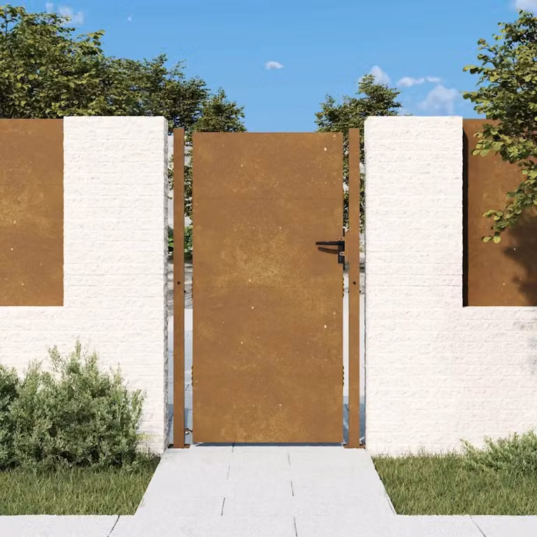 Cancello singolo da giardino vidaXL in acciaio color marrone L: 110 cm, H: 205 cm