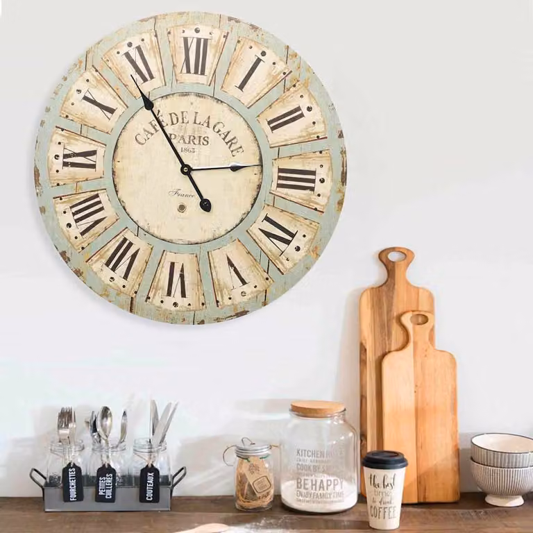 Orologio da parete vintage multicolore vidaXL in legno, diametro: 60 cm