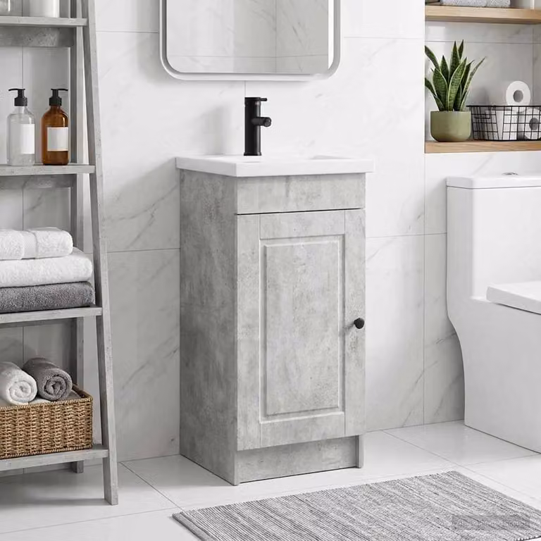 Mobile da bagno con lavabo vidaXL moderno in grigio cemento L: 42 cm, P: 40 cm, H: 84,5 cm
