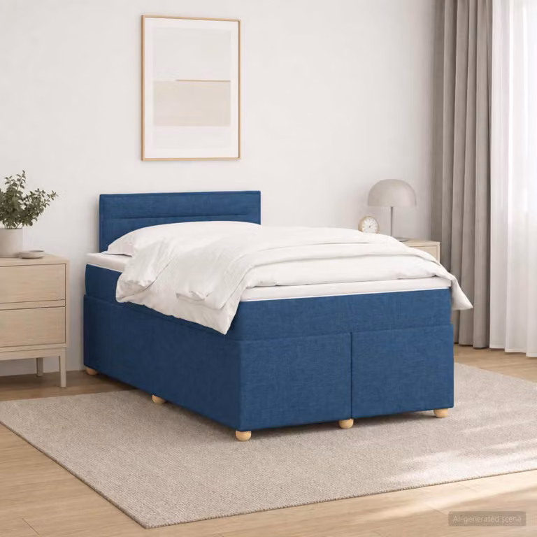Letto box spring con materasso ibrido vidaXL Blu, L/P: 120 x 200 cm