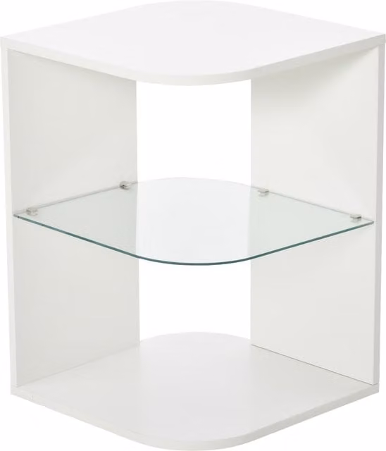 Comodino Moderno HOMCOM a 3 Livelli con Ripiano Regolabile in Truciolato e Vetro Temperato, Bianco, L/P/H: 40 x 40 x 56 cm