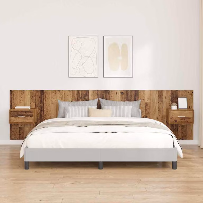 Set di testata con comodini integrati vidaXL in legno ingegnerizzato marrone stile moderno
