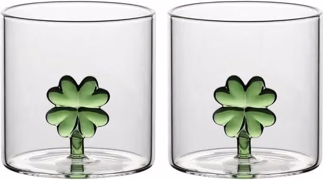 Set di 2 bicchieri per acqua Thun in vetro trasparente con decorazione floreale