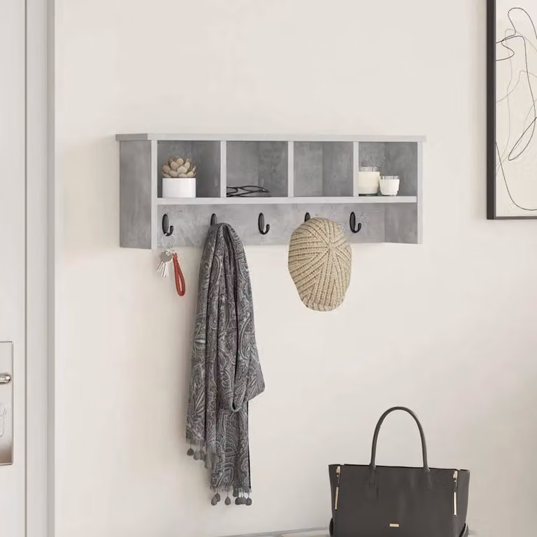 vidaXL Appendiabiti a muro moderno in MDF Grigio, L 75 x P 16 x H 26 cm