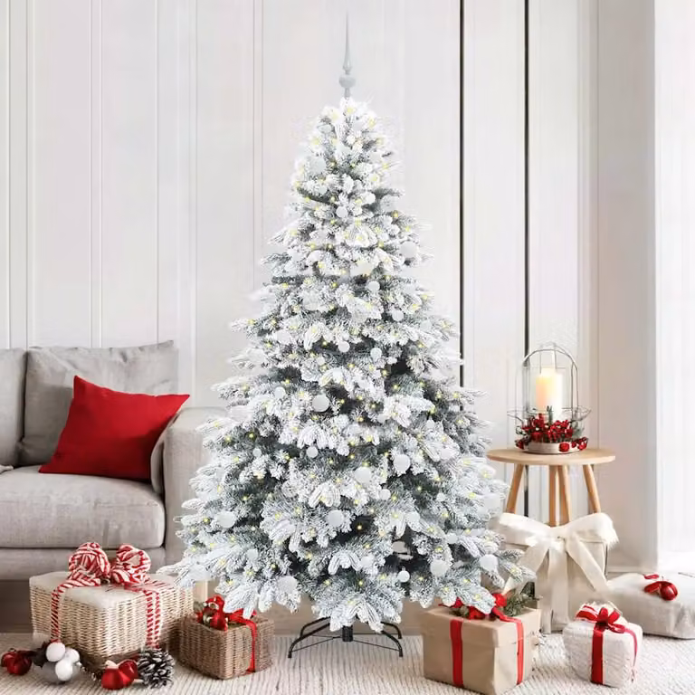 Albero di Natale artificiale bianco vidaXL con 300 LED luce bianca calda in PE e PVC, Altezza: 180 cm