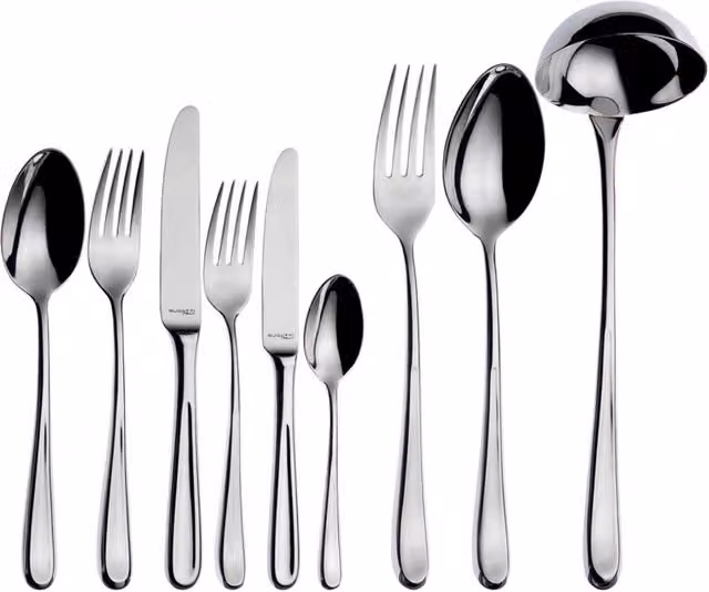 Set di posate Casa Bugatti Futura in acciaio inox argentato con contenitore Wengè, 75 pezzi