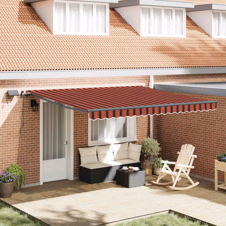 Tenda retrattile vidaXL in poliestere e alluminio, arancione e marrone, L: 400 cm x P: 300 cm